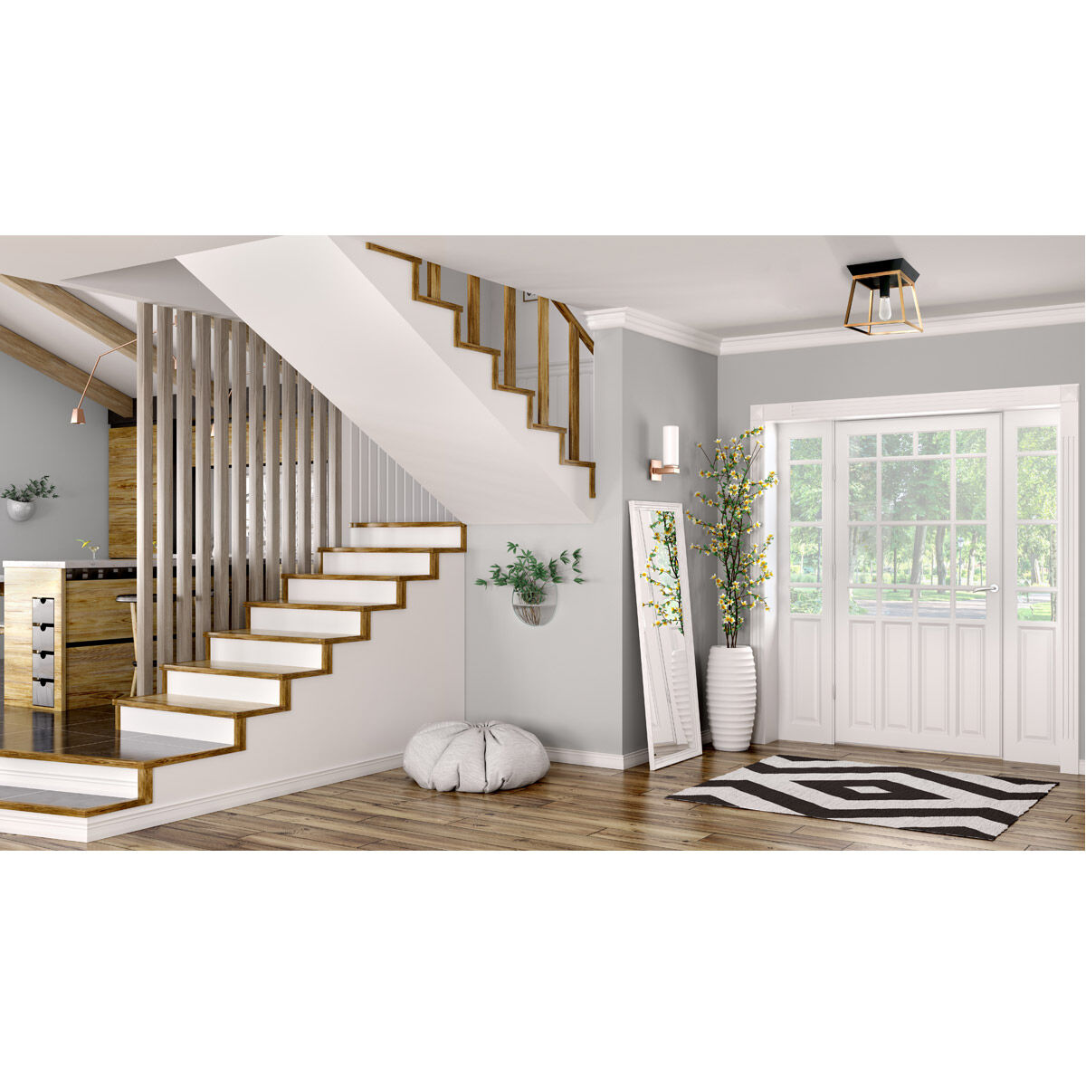 Paulino 1 Light 11.5 inch Brushed Gold and Matte Black Flush Mount Ceiling Light