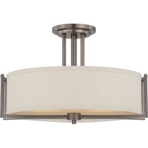 Gemini 3 Light 18 inch Hazel Bronze and Khaki Semi Flush Mount Ceiling Light