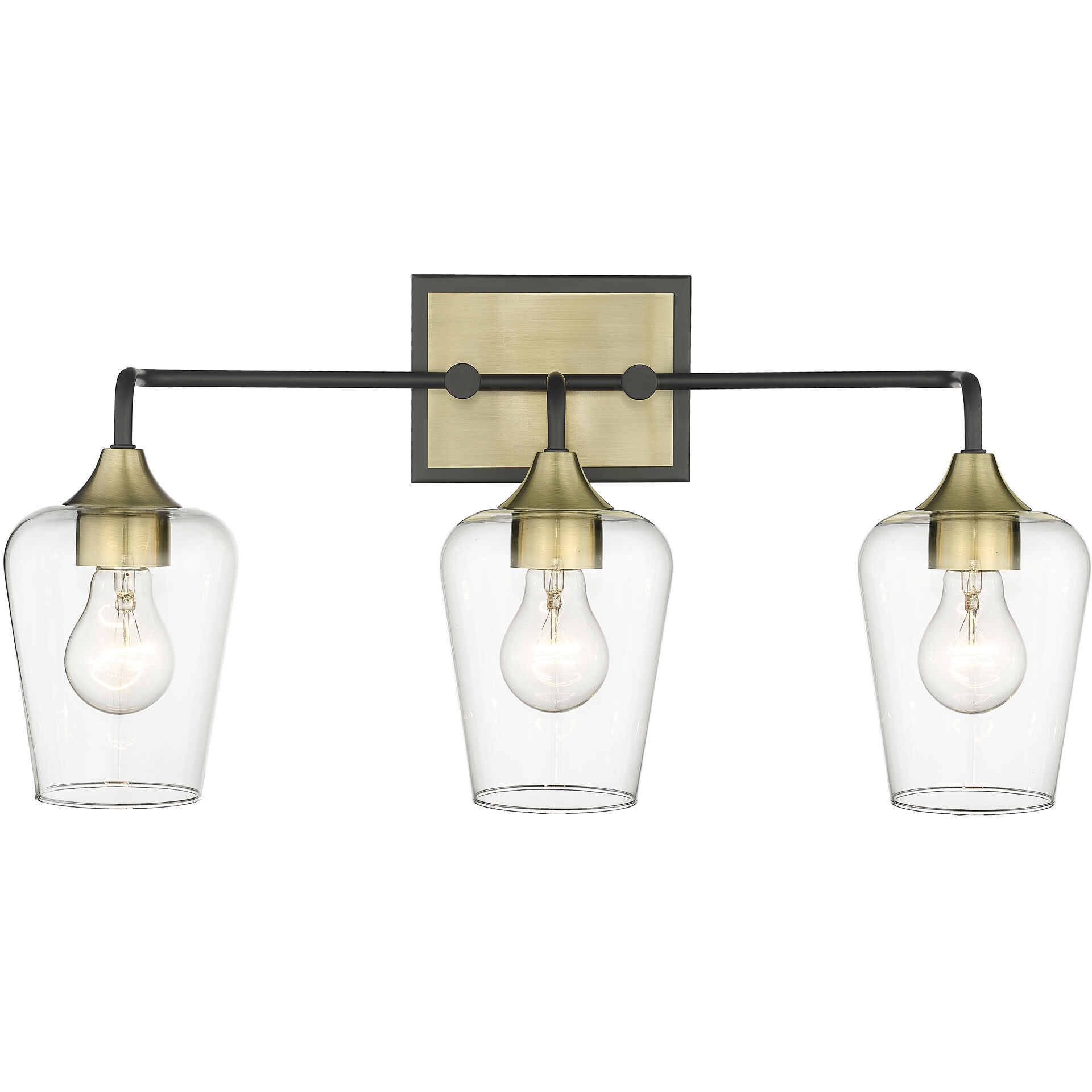 Gladys 3 Light 23 inch Matte Black and Antique Brass Vanity Light Wall Light