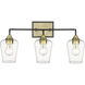 Gladys 3 Light 23 inch Matte Black and Antique Brass Vanity Light Wall Light