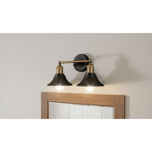 Trafalgar 2 Light 15 inch Matte Black Bath Light Wall Light