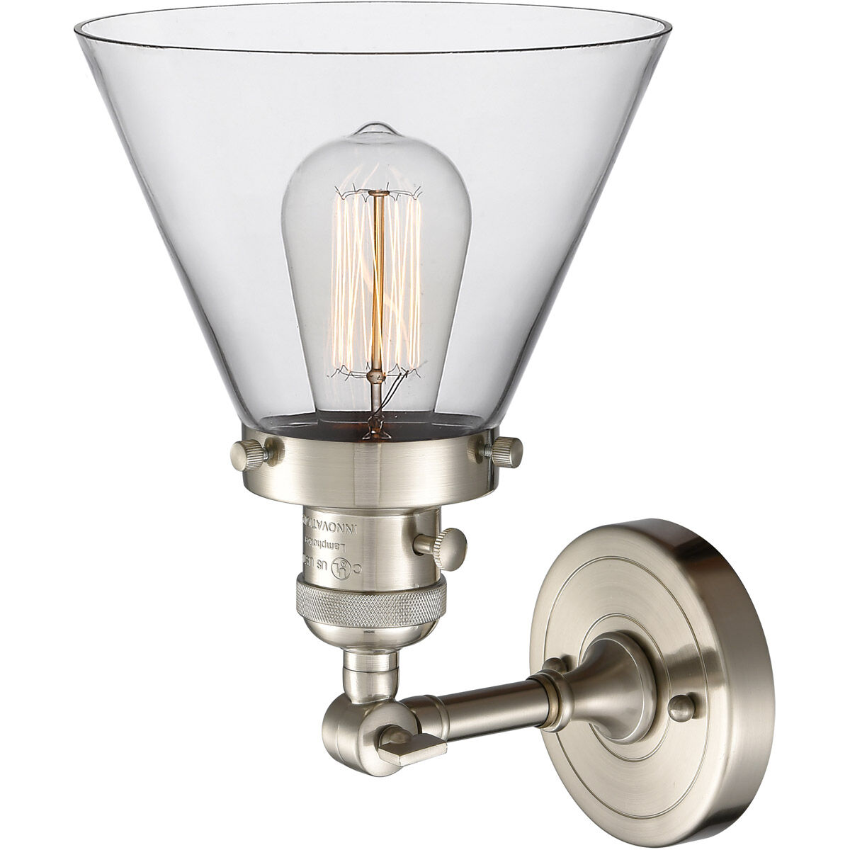 Franklin Restoration Large Cone LED 8 inch Brushed Satin Nickel Sconce Wall Light, Franklin Restoration