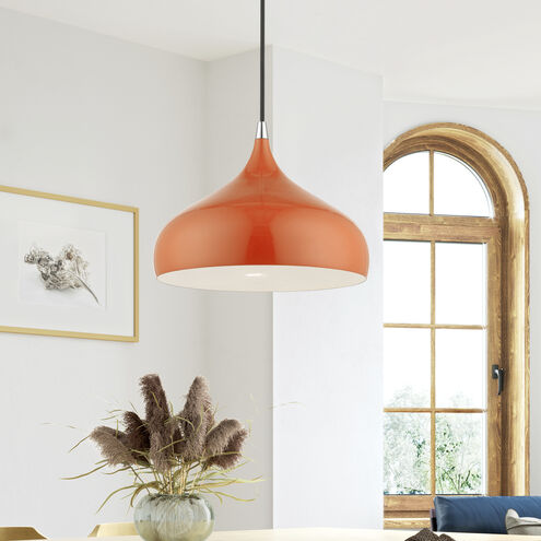 Amador 1 Light 12 inch Shiny Orange with Polished Chrome Accents Pendant Ceiling Light