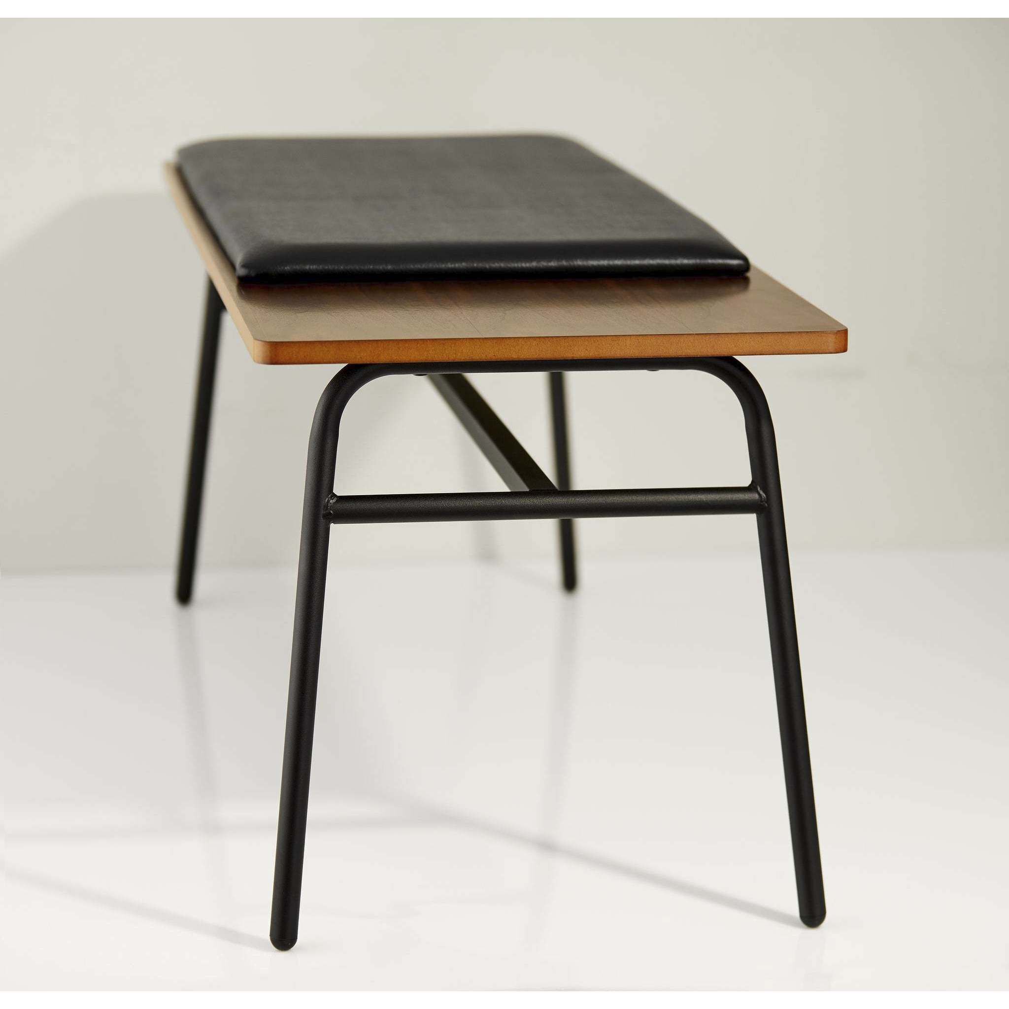 Carter Walnut and Matte Black Bench