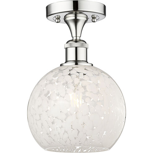 Edison White Mouchette 1 Light 8 inch Polished Chrome Semi-Flush Mount Ceiling Light