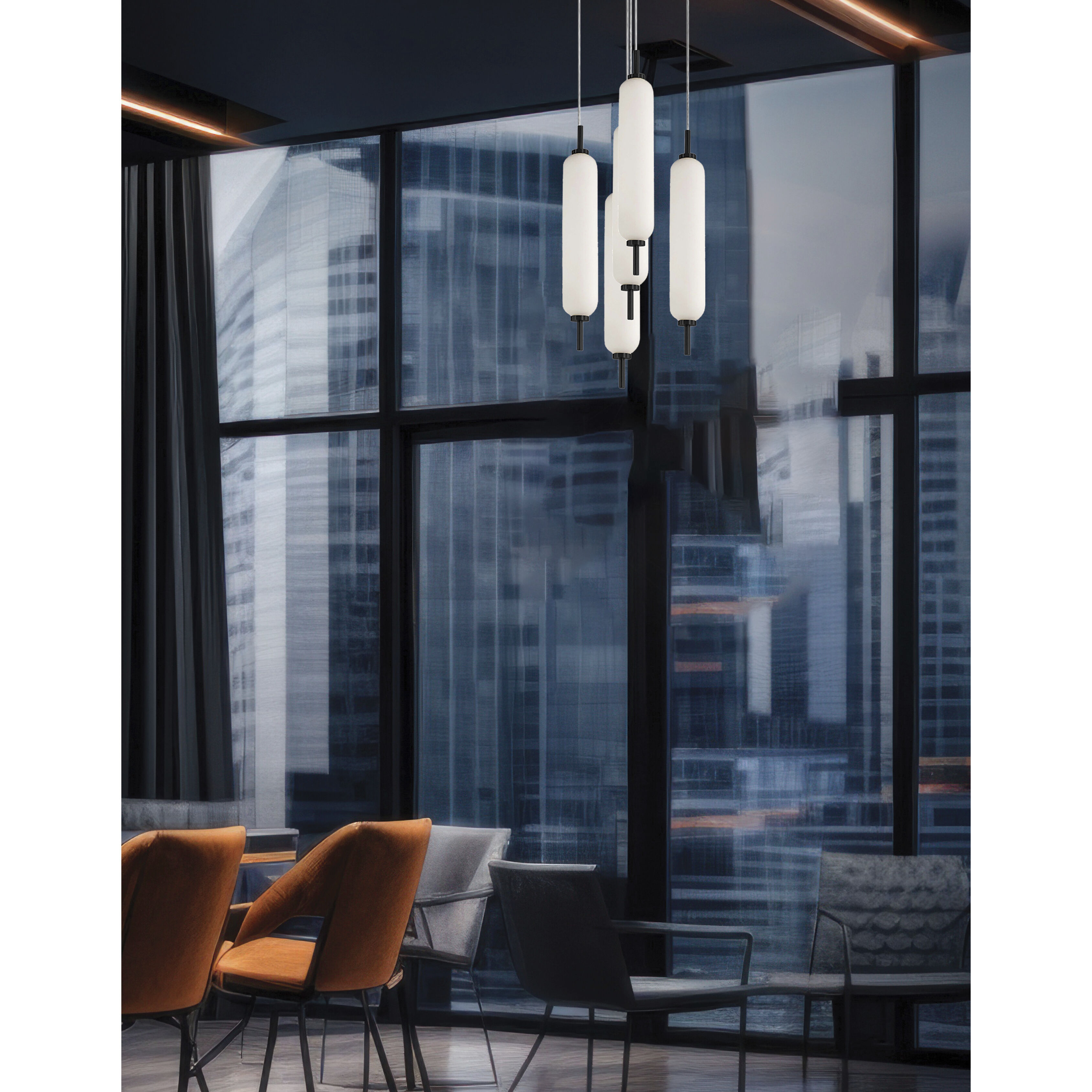 Typha LED 12 inch Matte Black Multi Pendant Ceiling Light