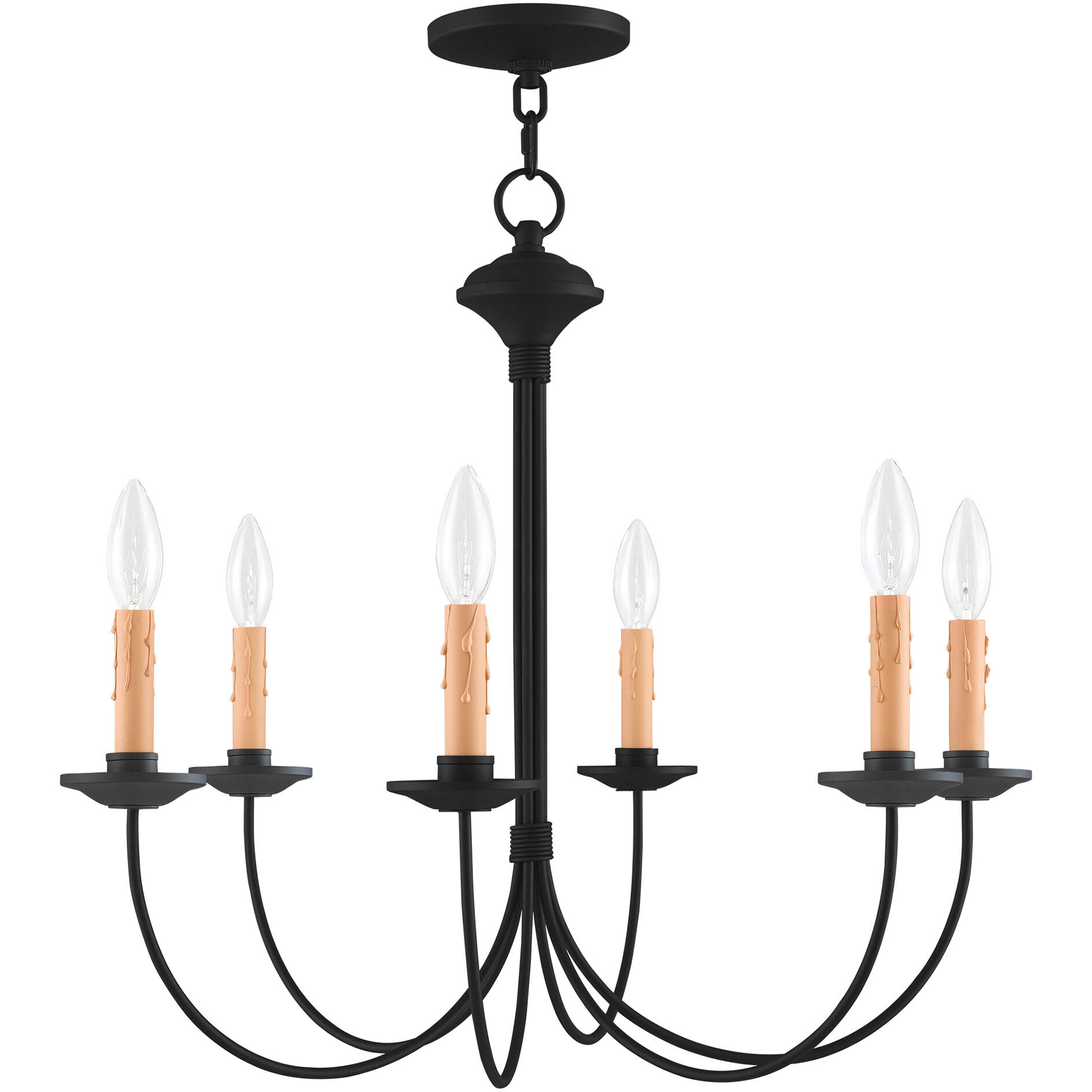 Heritage 6 Light 26 inch Black Chandelier Ceiling Light