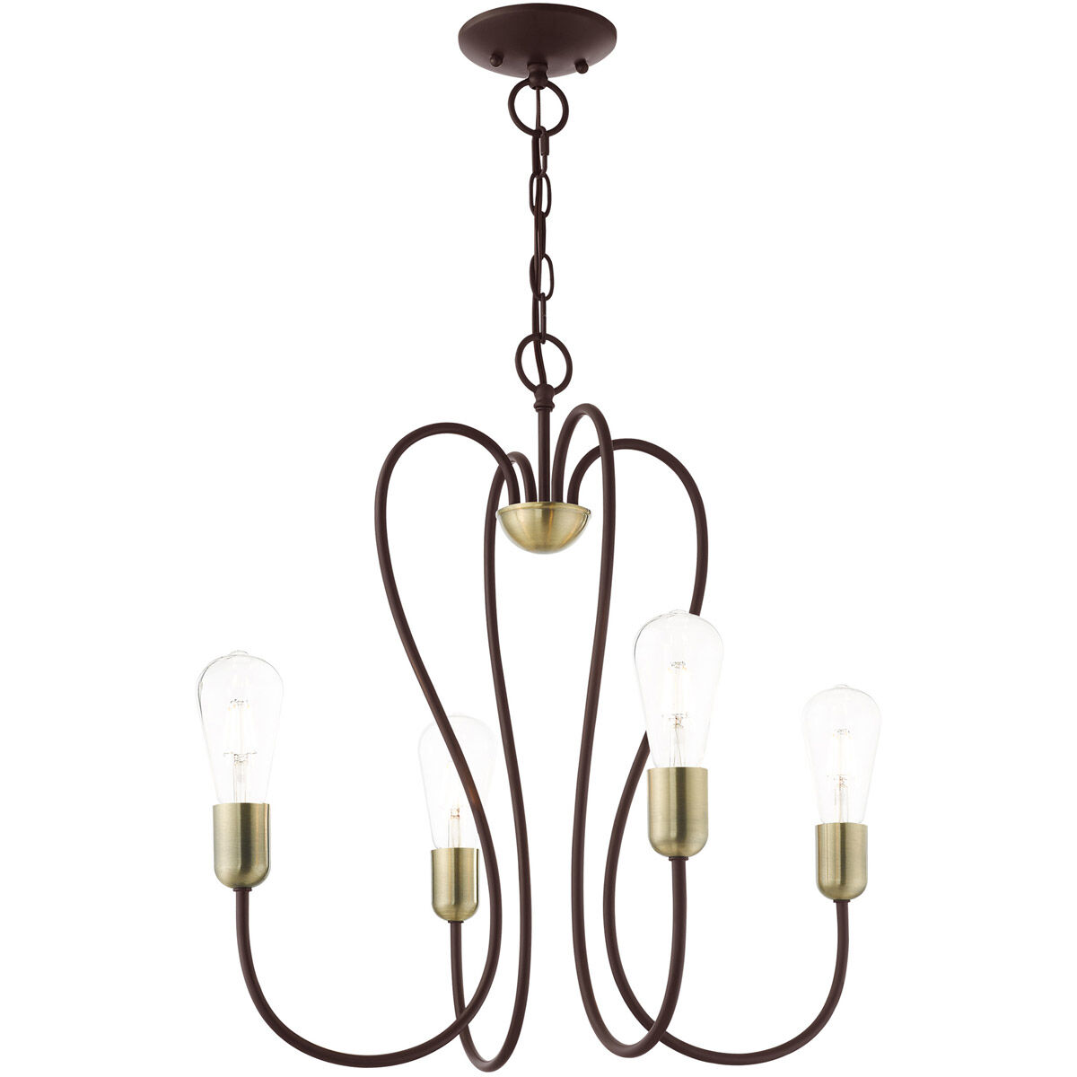Lucerne 4 Light 20 inch Bronze with Antique Brass Accents Chandelier Ceiling Light