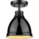 Duncan 1 Light 9 inch Matte Black Flush Mount Ceiling Light, Damp