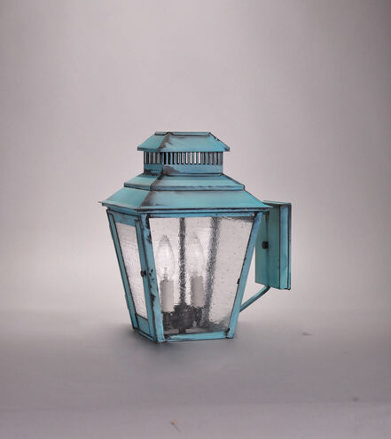 Elryan 1 Light 9 inch Dark Antique Copper Wall Lantern Wall Light in Seedy Marine Glass, Medium
