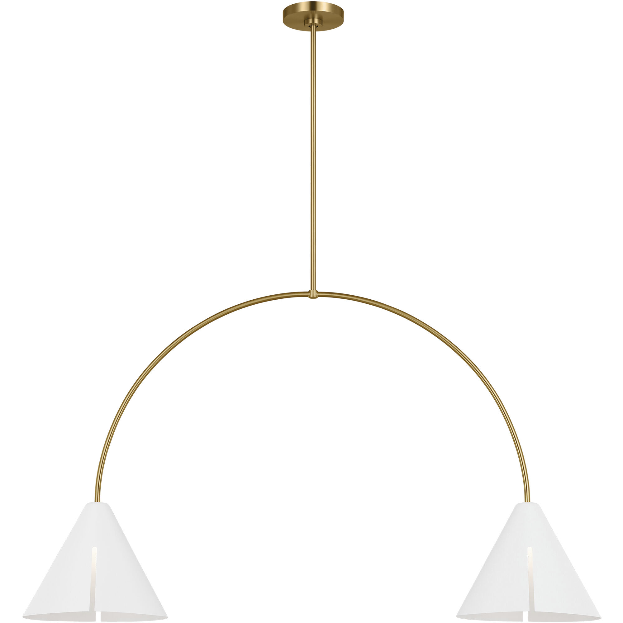 Kelly by Kelly Wearstler Cambre Linear Chandelier Ceiling Light in Matte White / Burnished Brass