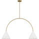 Kelly by Kelly Wearstler Cambre Linear Chandelier Ceiling Light in Matte White / Burnished Brass