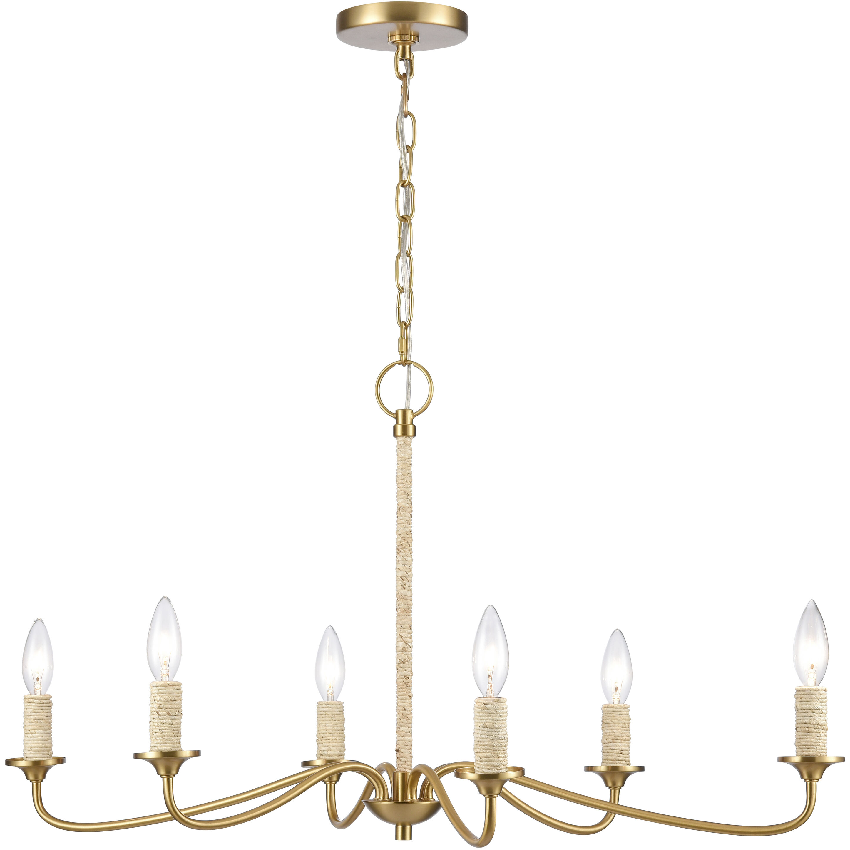Abaca 6 Light 32 inch Brushed Gold Chandelier Ceiling Light