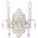 Paris Market Sconce Wall Light in Antique White, Rose Colored Hand Cut