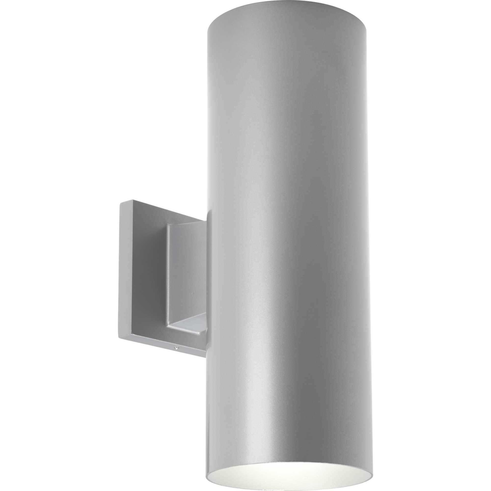 Cylinder Outdoor Wall Mount Up/Down Cylinder in Metallic Grey, LED Lamping, Progress LED