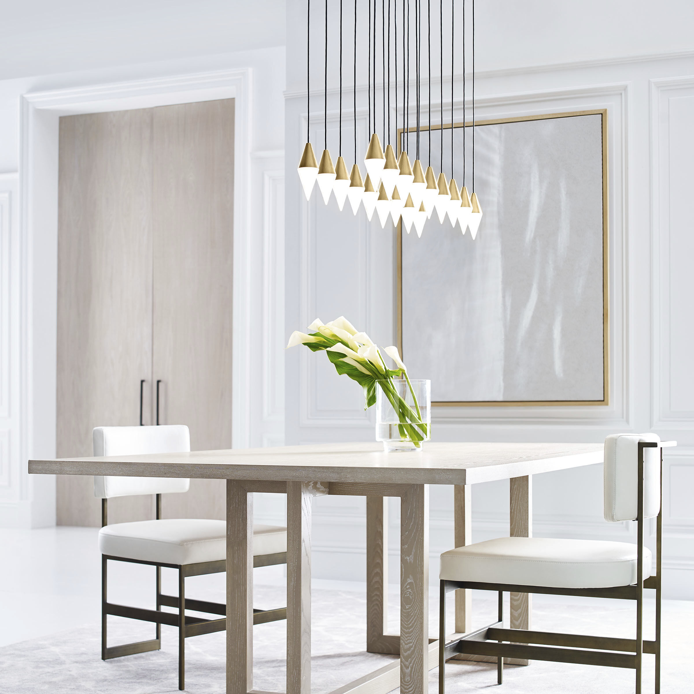 Sean Lavin Turret LED Natural Brass Chandelier Ceiling Light, Integrated LED