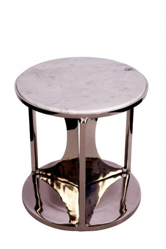 MZ Series Marble Side Table, Black Frame