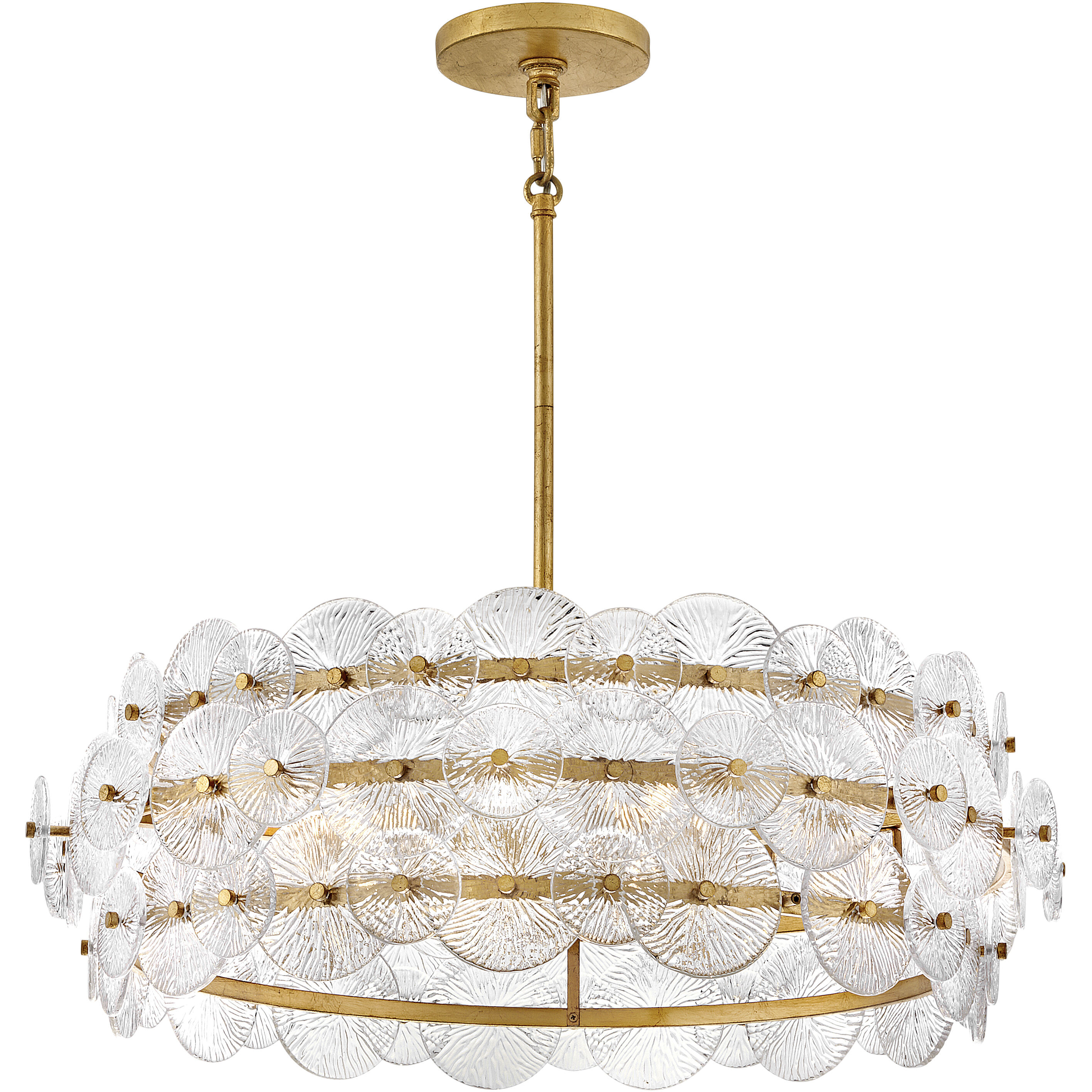 Rene LED 28.5 inch Distressed Brass Chandelier Ceiling Light 