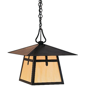 Carmel 1 Light 15 inch Rustic Brown Pendant Ceiling Light in Frosted, Hillcrest Overlay