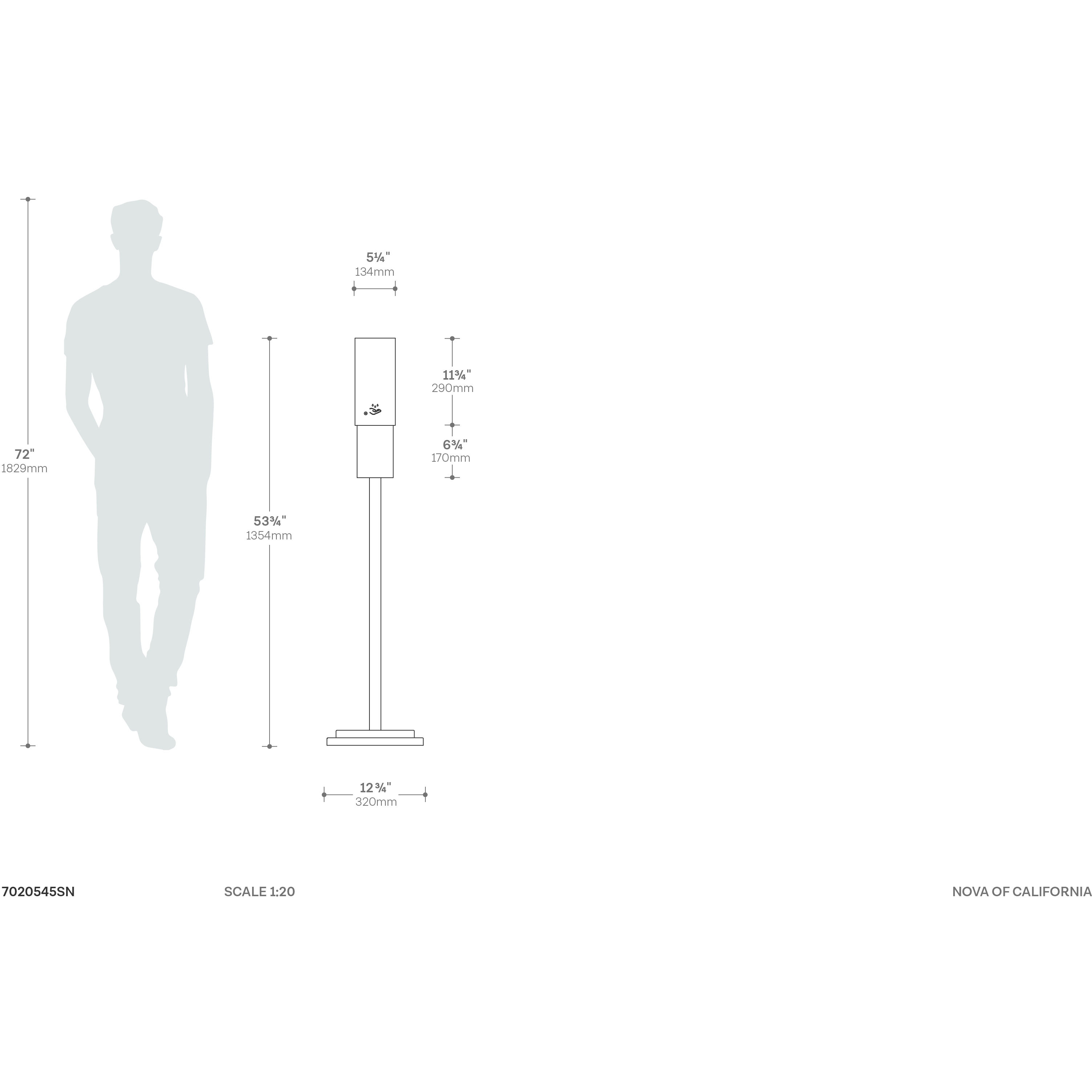 Luxe Brushed Brass Floor Standing Touchless Hand Sanitizer Dispenser