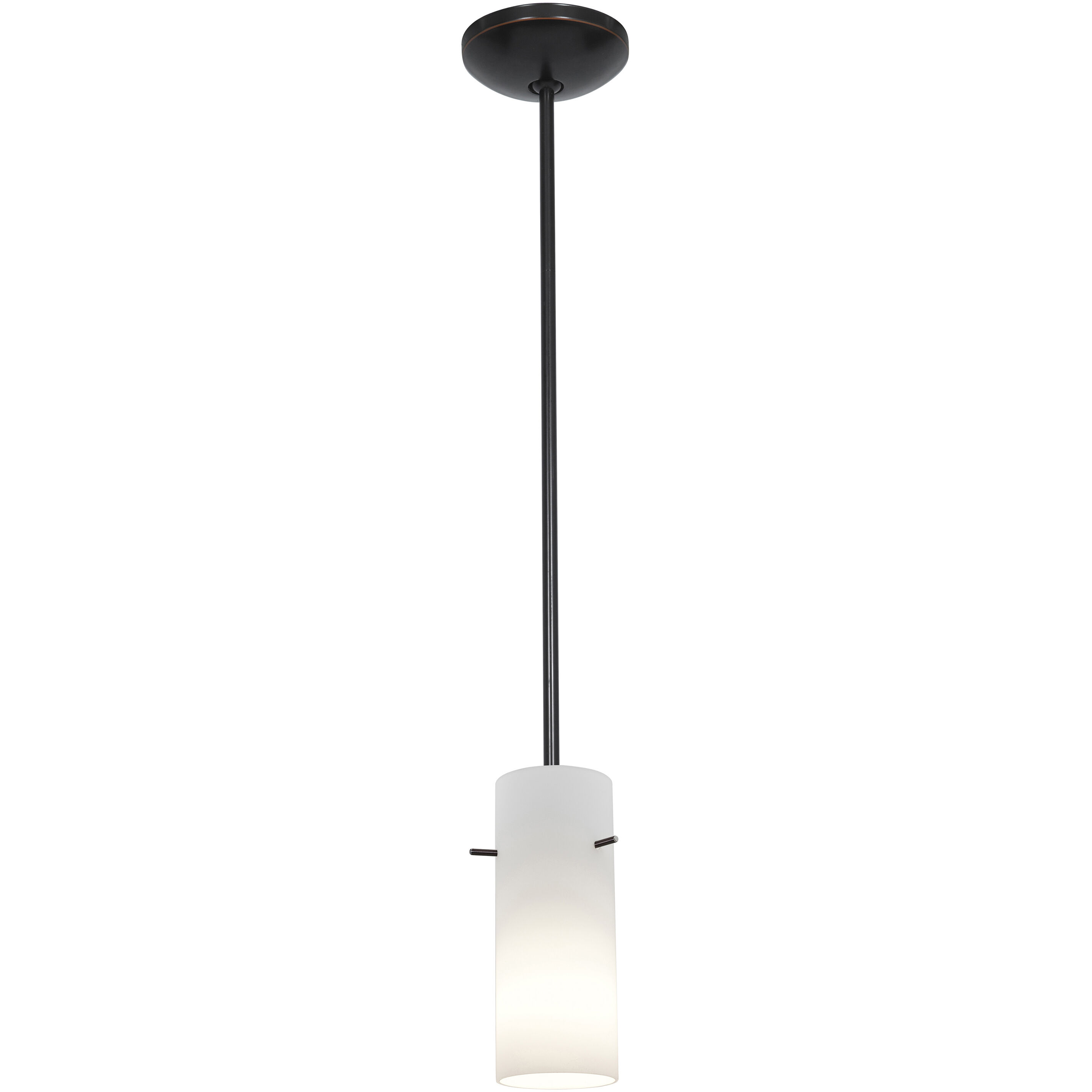 Cylinder 1 Light 4 inch Oil Rubbed Bronze Pendant Ceiling Light in Opal, Rod