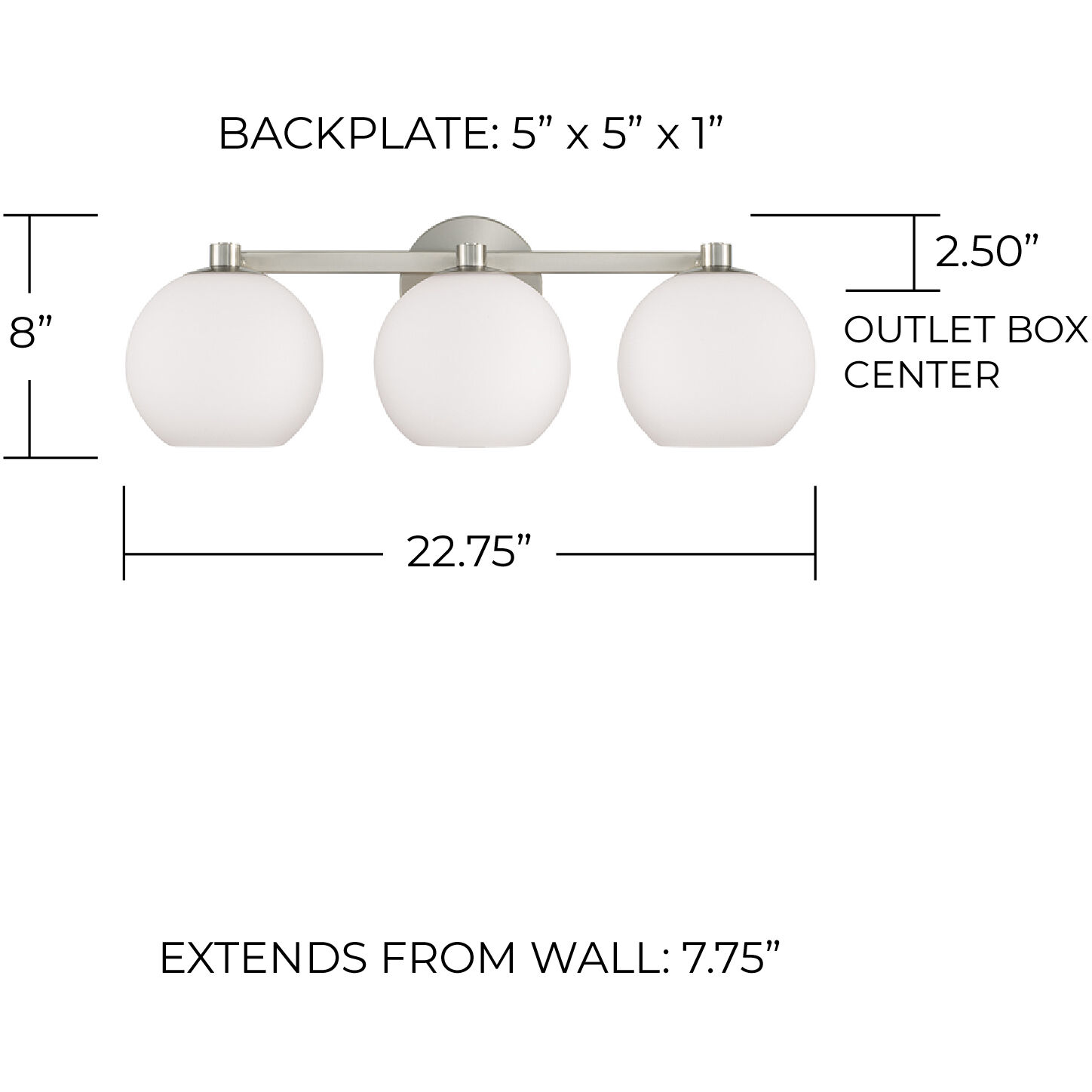 Ansley 3 Light 22.75 inch Brushed Nickel Vanity Light Wall Light