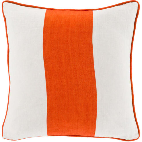 Linen Stripe 22 inch Cream, Burnt Orange Pillow Kit