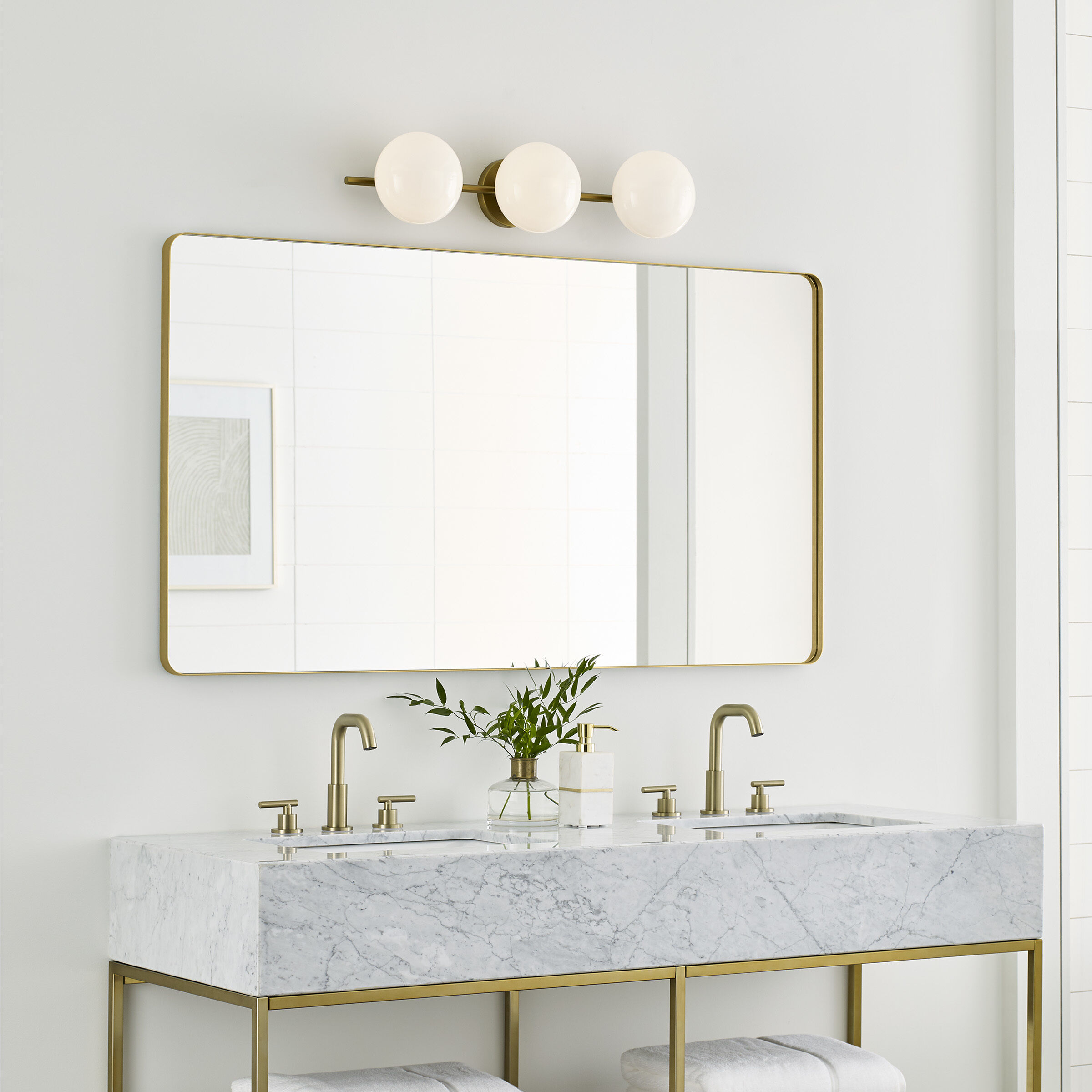 ED Ellen DeGeneres Lune 3 Light 27.38 inch Burnished Brass Vanity Light Wall Light