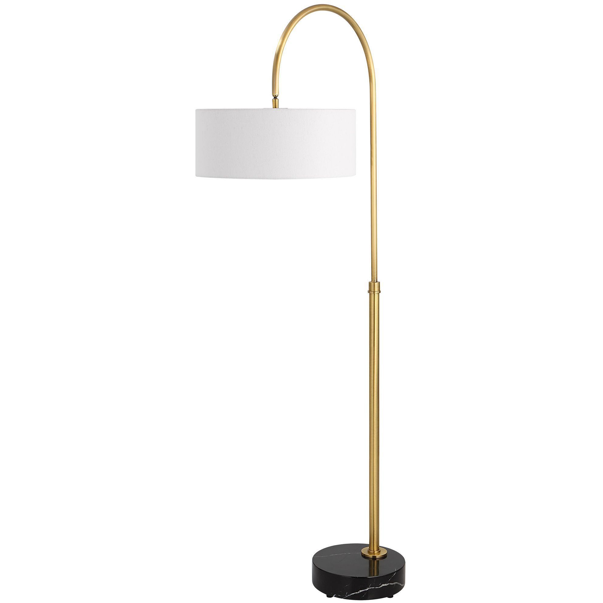 Huxford 69 inch 100.00 watt Antique Brushed Brass and Black Marble Floor Lamp Portable Light