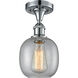 Ballston Belfast LED 6 inch Polished Chrome Semi-Flush Mount Ceiling Light in Seedy Glass, Ballston
