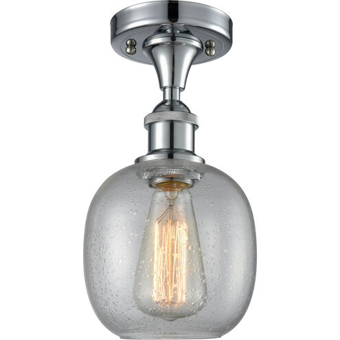Ballston Belfast LED 6 inch Polished Chrome Semi-Flush Mount Ceiling Light in Seedy Glass, Ballston