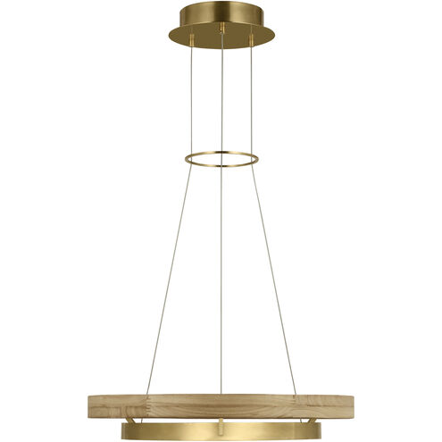 Sean Lavin Grace 1 Light 24 inch Hand Rubbed Antique Brass/Natural Oak Chandelier Ceiling Light