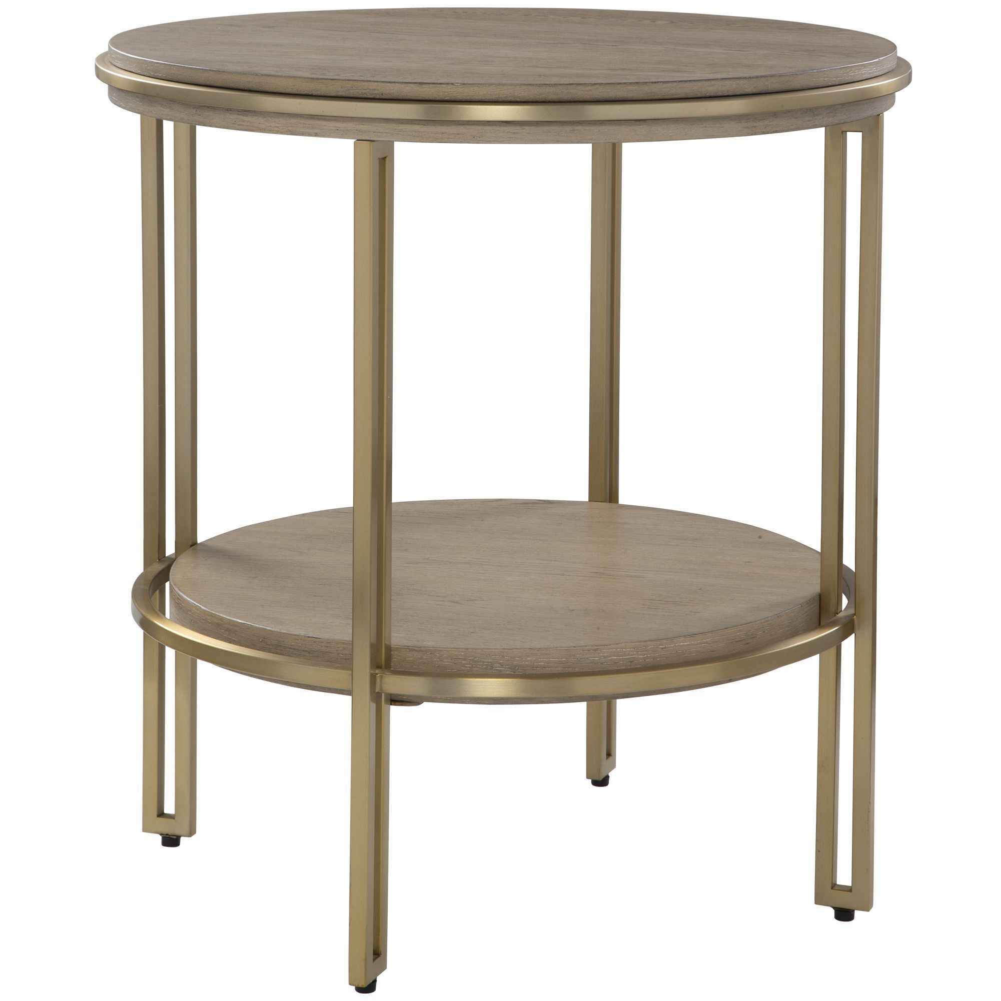 Elise 23 X 22 inch Light Oak and Brushed Brass Side Table