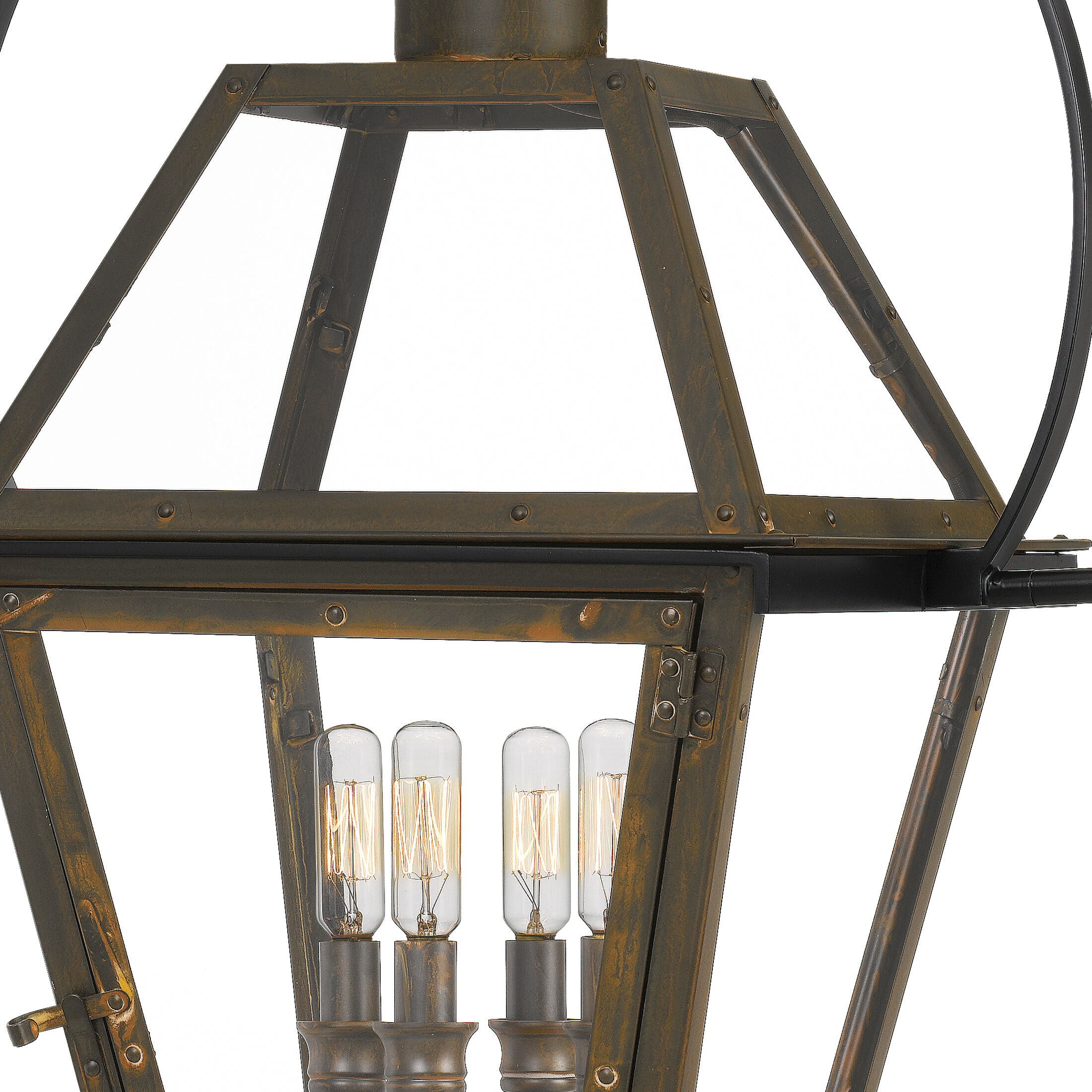 Rue De Royal 4 Light 28 inch Industrial Bronze Outdoor Hanging Lantern