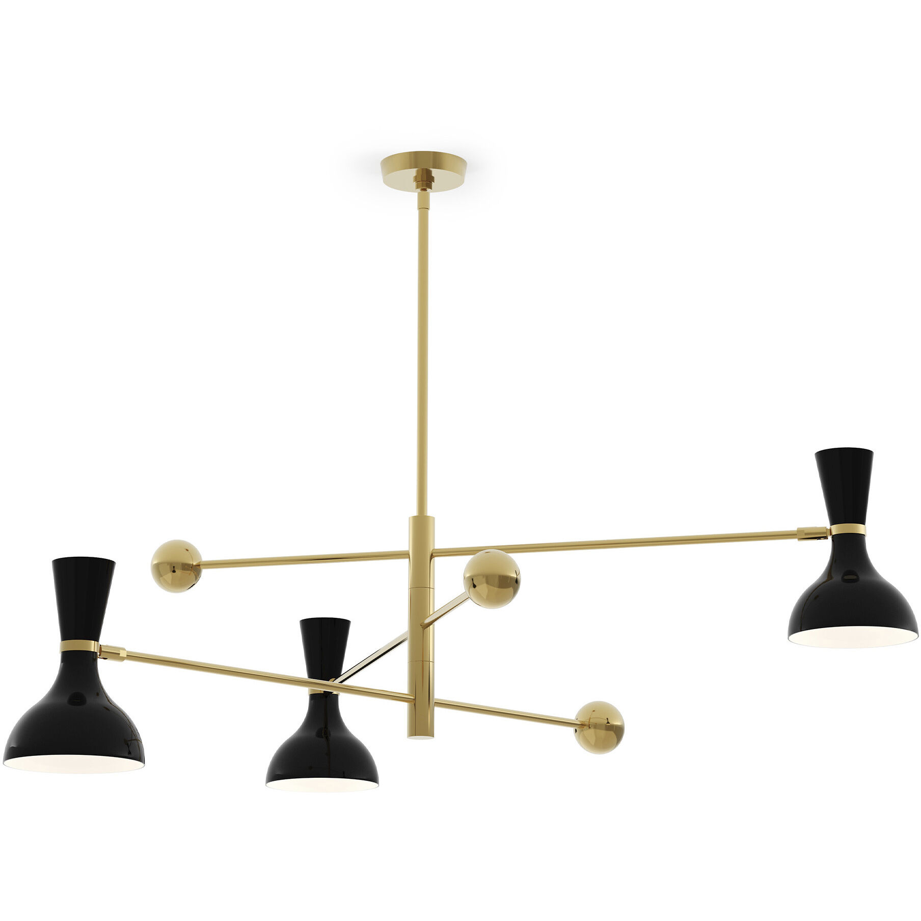 Clare 3 Light 55 inch Obsidian with Modern Brass Pendant Ceiling Light