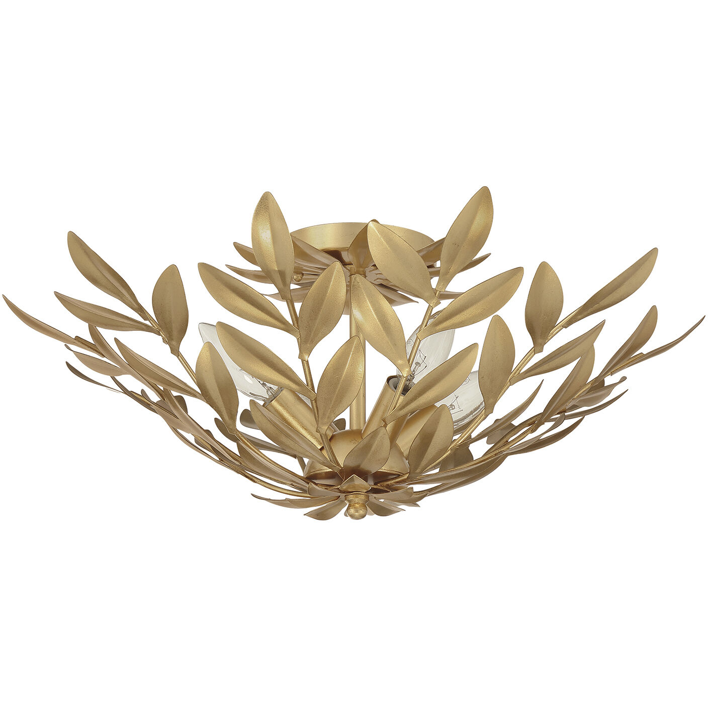 Broche 4 Light 20.75 inch Antique Gold Semi Flush Ceiling Light