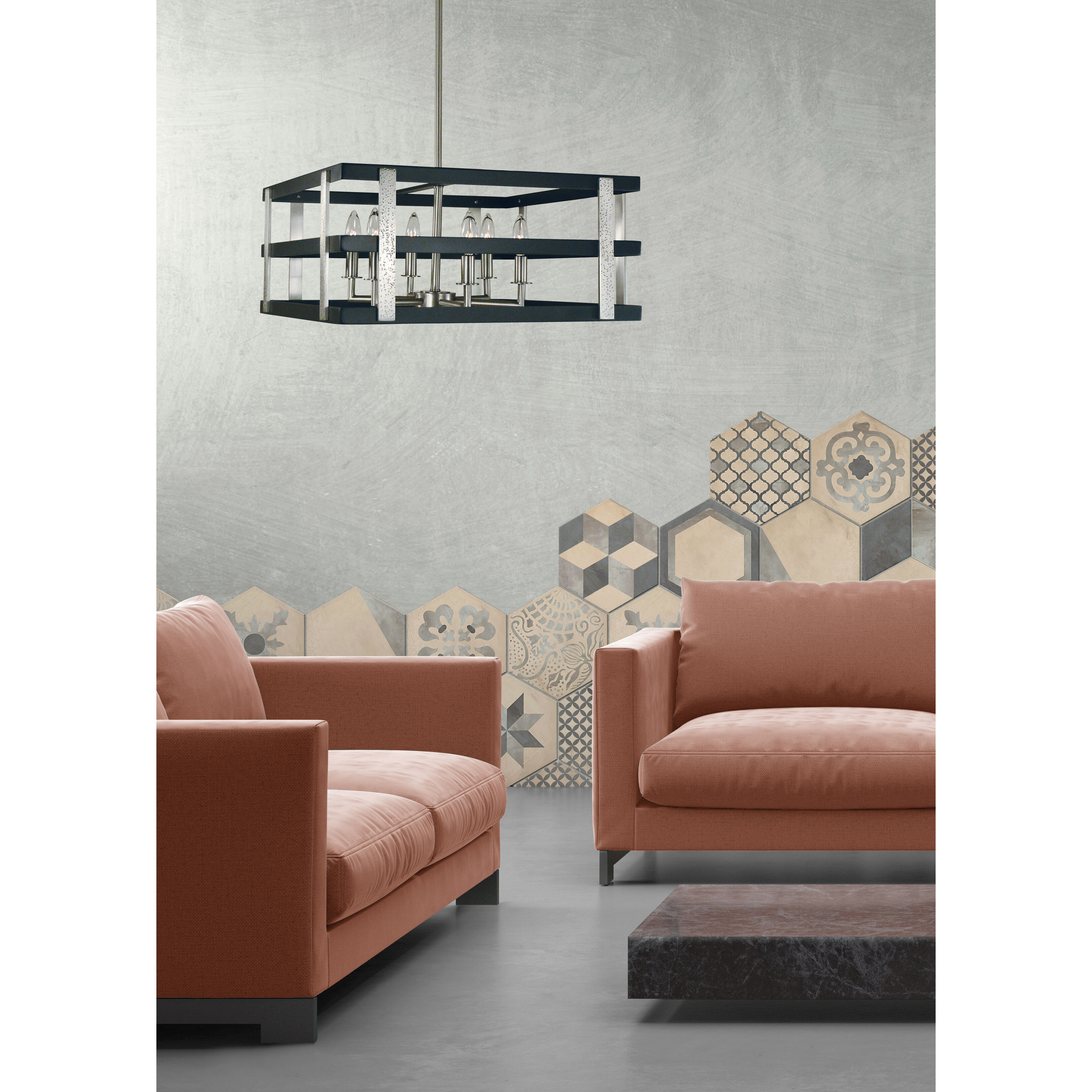 Montreaux 6 Light 20 inch Brushed Nickel with Matte Black Accents Chandelier Ceiling Light