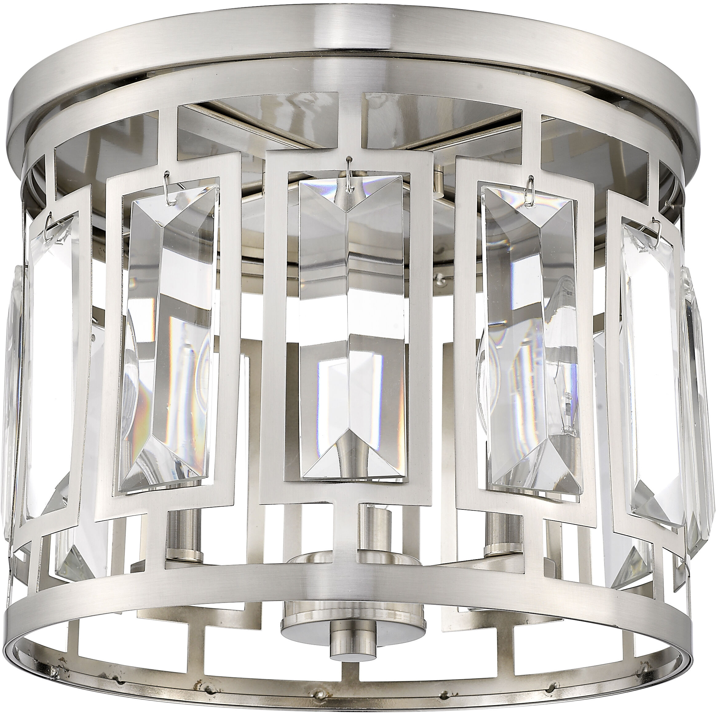 Mersesse 3 Light 12.5 inch Brushed Nickel Flush Mount Ceiling Light