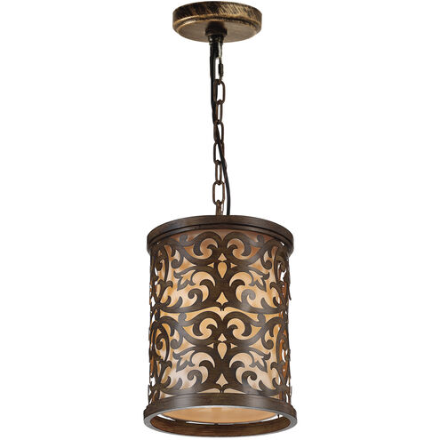Nicole 1 Light 9 inch Brushed Chocolate Drum Shade Mini Pendant Ceiling Light