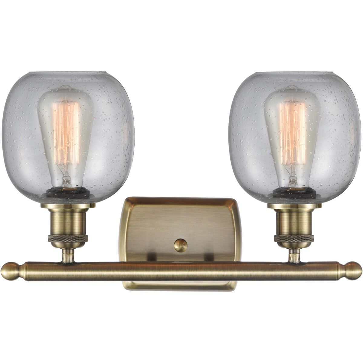 Ballston Belfast 2 Light 16 inch Antique Brass Bath Vanity Light Wall Light in Incandescent, Seedy Glass, Ballston