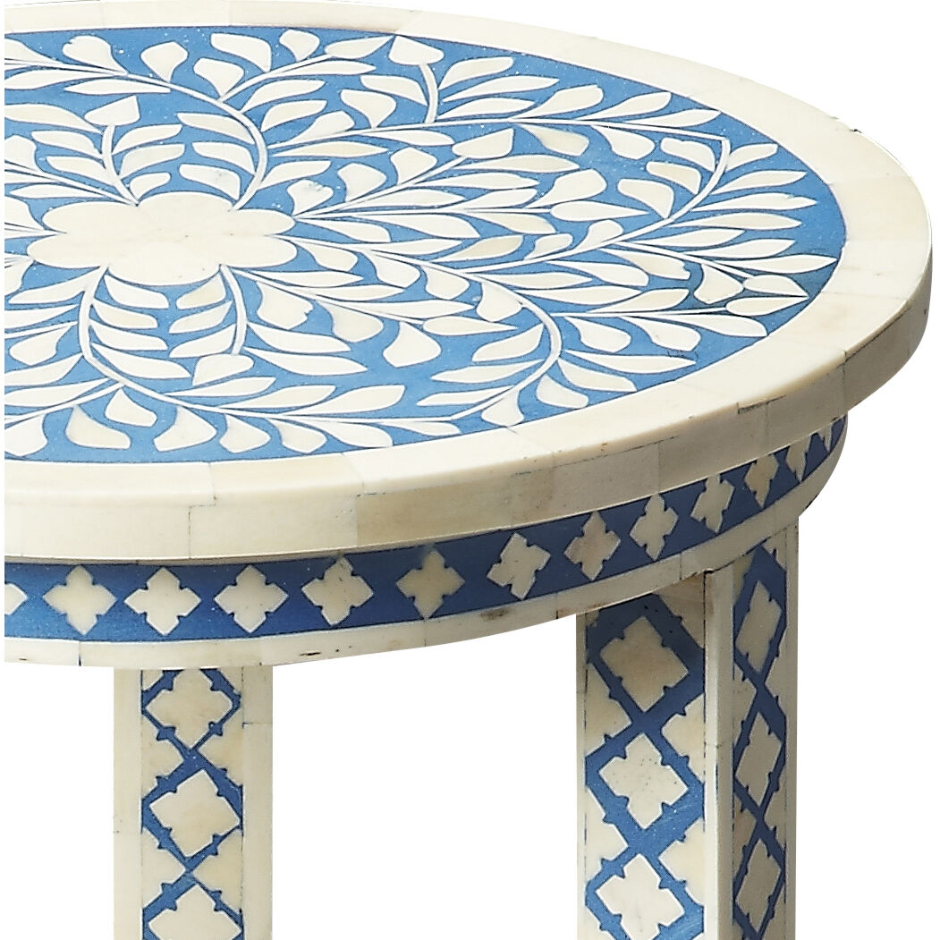 Bone Inlay Amanda Blue Bone Inlay 24 X 13 inch Heritage Accent Table