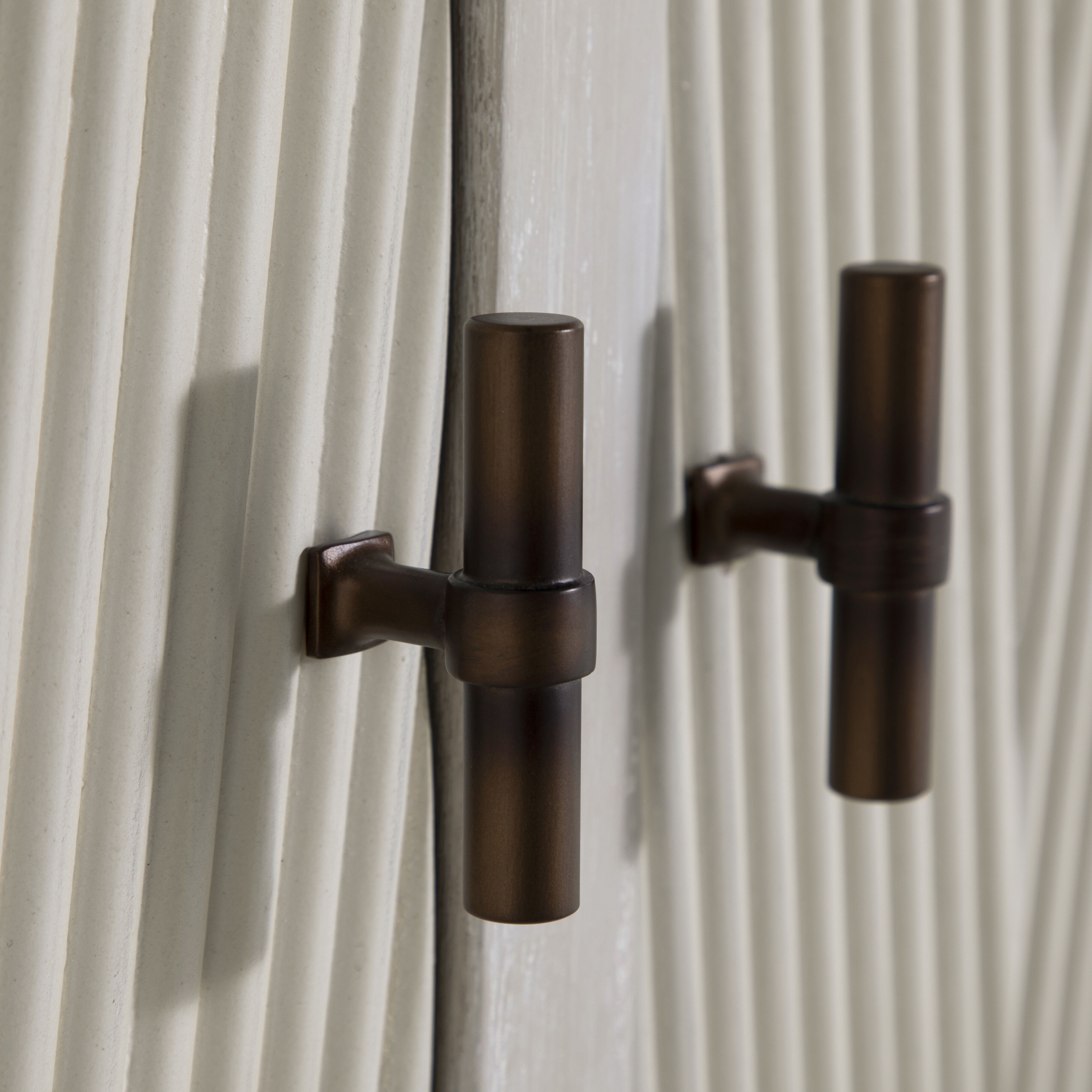 Isaac Cerused White and Sesame White Long Cabinet