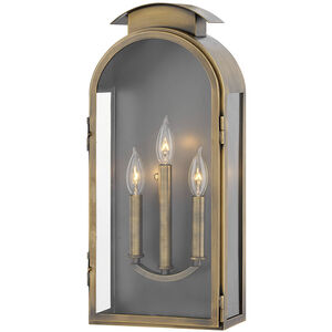 Heritage Rowley LED 21 inch Light Antique Brass Outdoor Wall Mount Lantern, Large