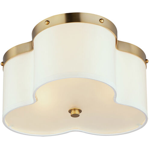 Clover 3 Light 14 inch Satin Brass Flush Mount Ceiling Light