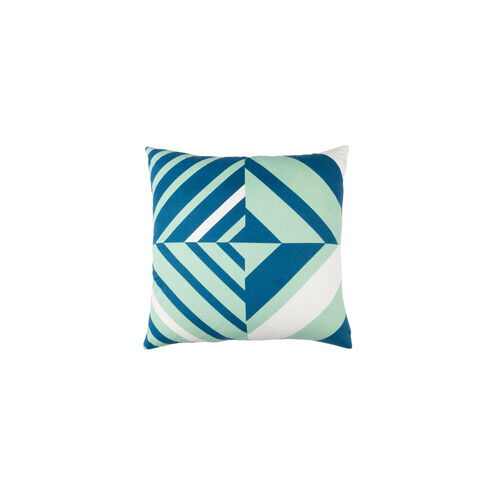 Lina 20 X 20 inch Mint and Dark Blue Throw Pillow