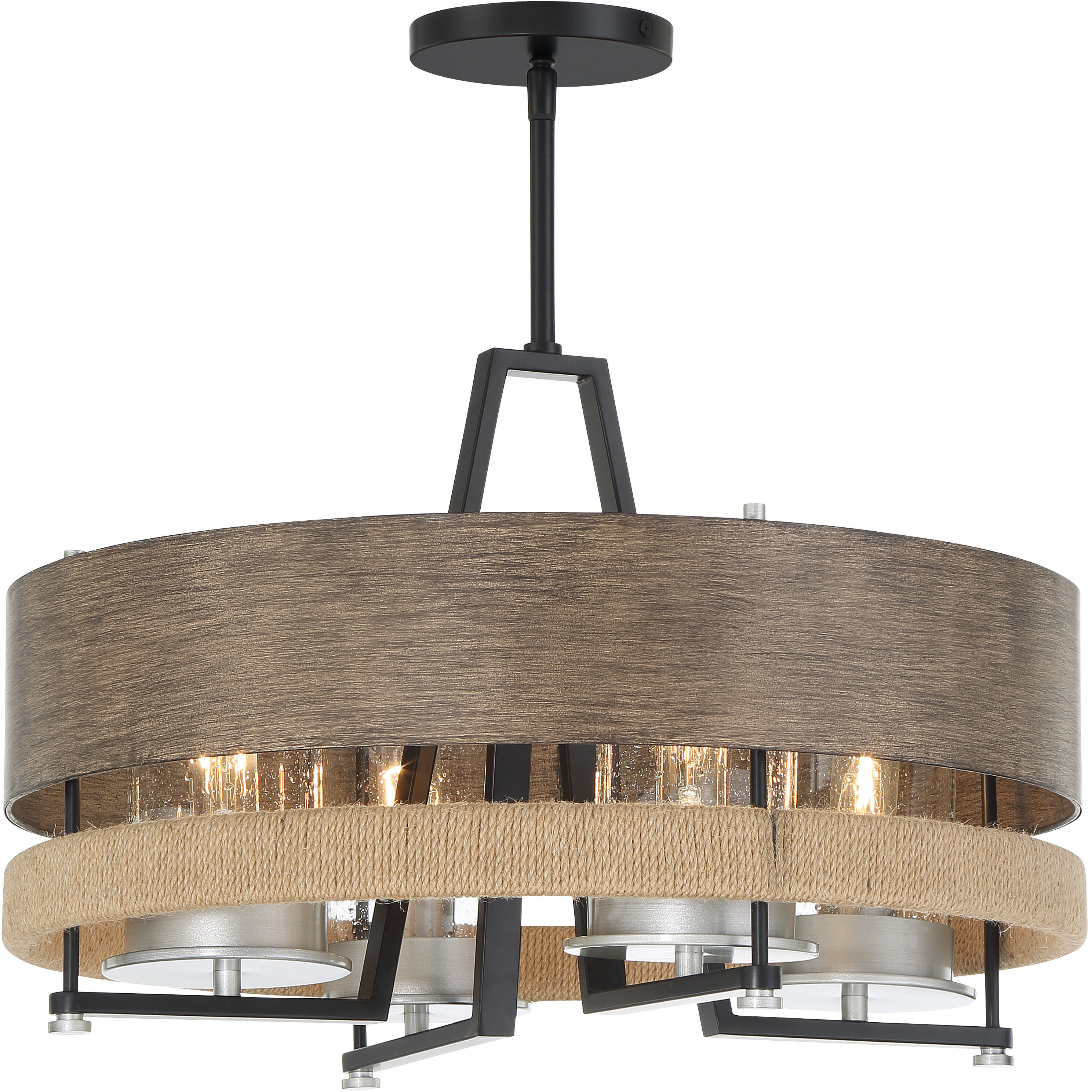 Silver Creek 4 Light 20 inch Stone Grey/Coal/Brushed Nickel Convertible Pendant Ceiling Light
