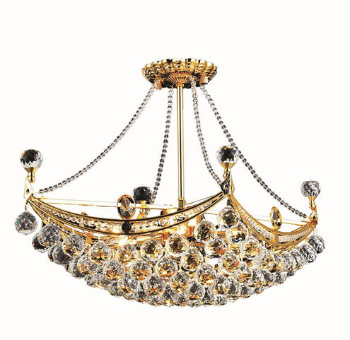 Corona 6 Light 24 inch Gold Dining Chandelier Ceiling Light in Royal Cut