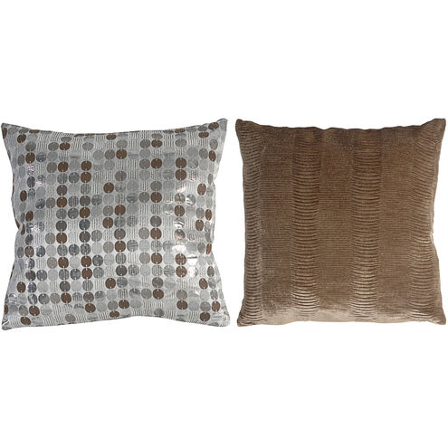 Signature 18 inch Tan and Silver Pillow, Set of 2