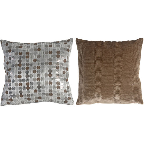 Signature 17.7 inch Tan and Silver Pillow, Set of 2