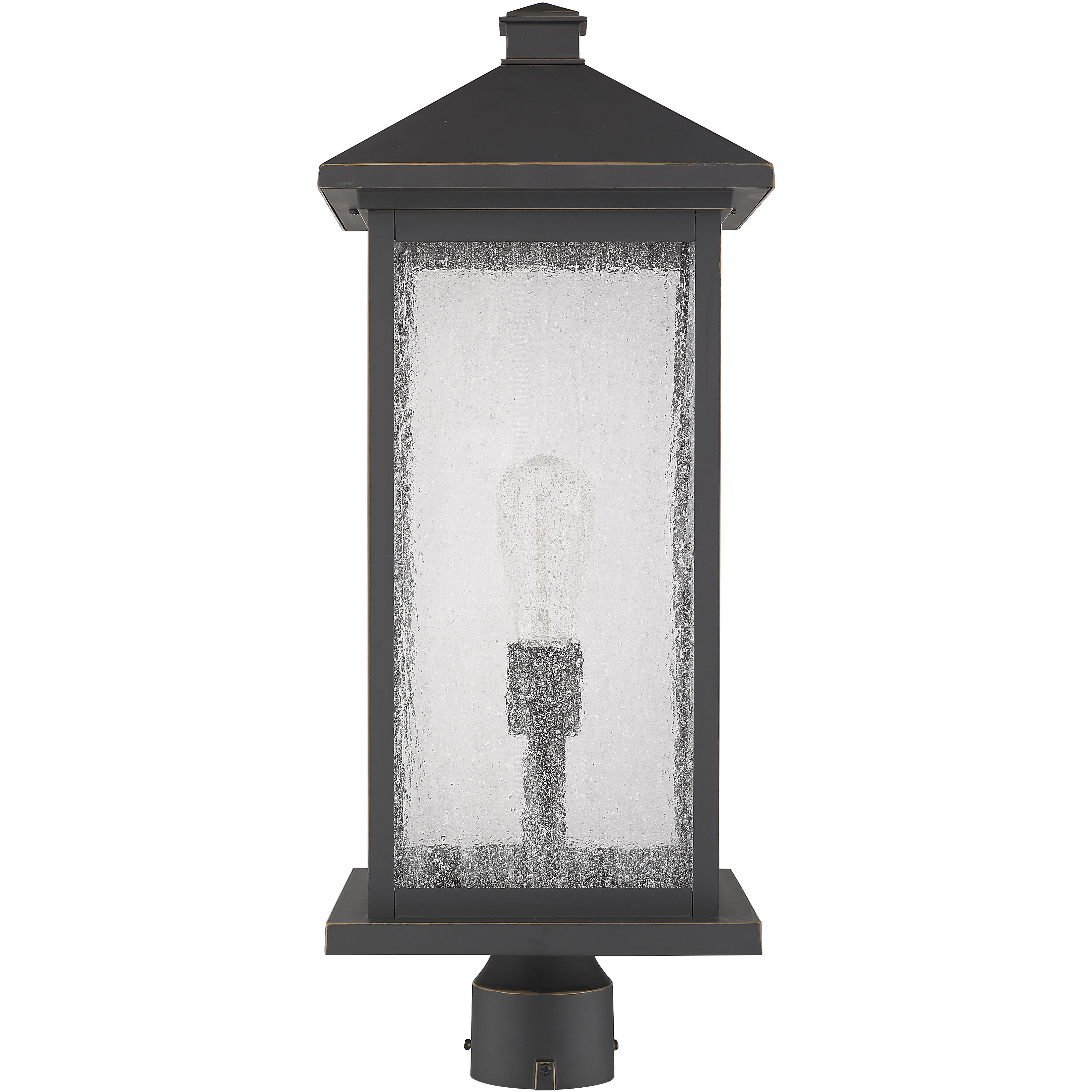 Portland 1 Light 24 inch Oil Rubbed Bronze Outdoor Post Mount Fixture in Clear Seedy Glass, 12